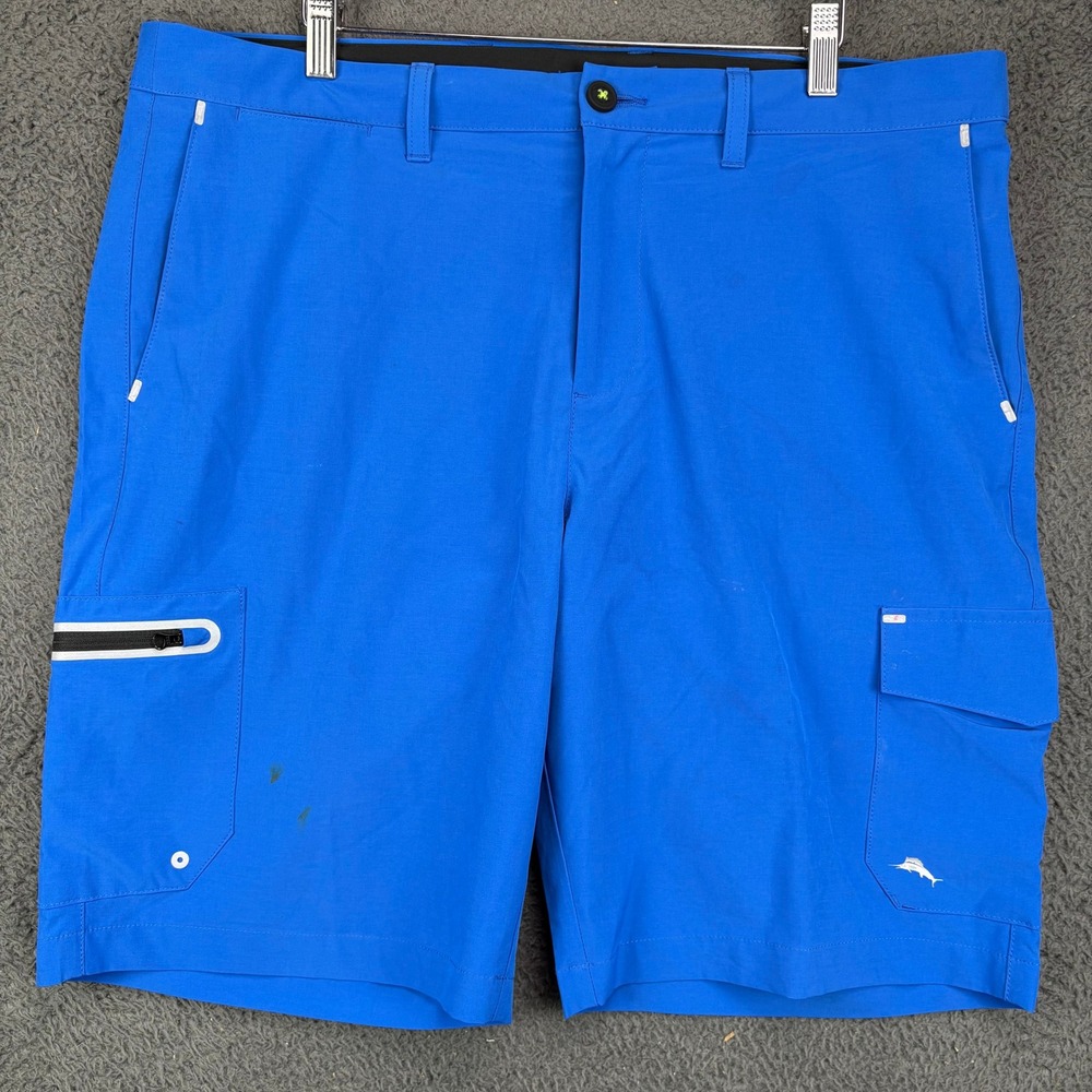 Tommy Bahama IslandZone Mens Blue Cargo Performance Shorts Size 36 Tropical